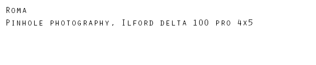 Roma Pinhole photography, Ilford delta 100 pro 4x5