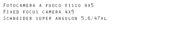 Fotocamera a fuoco fisso 4x5 Fixed focus camera 4x5 Schneider super angulon 5,6/47xl